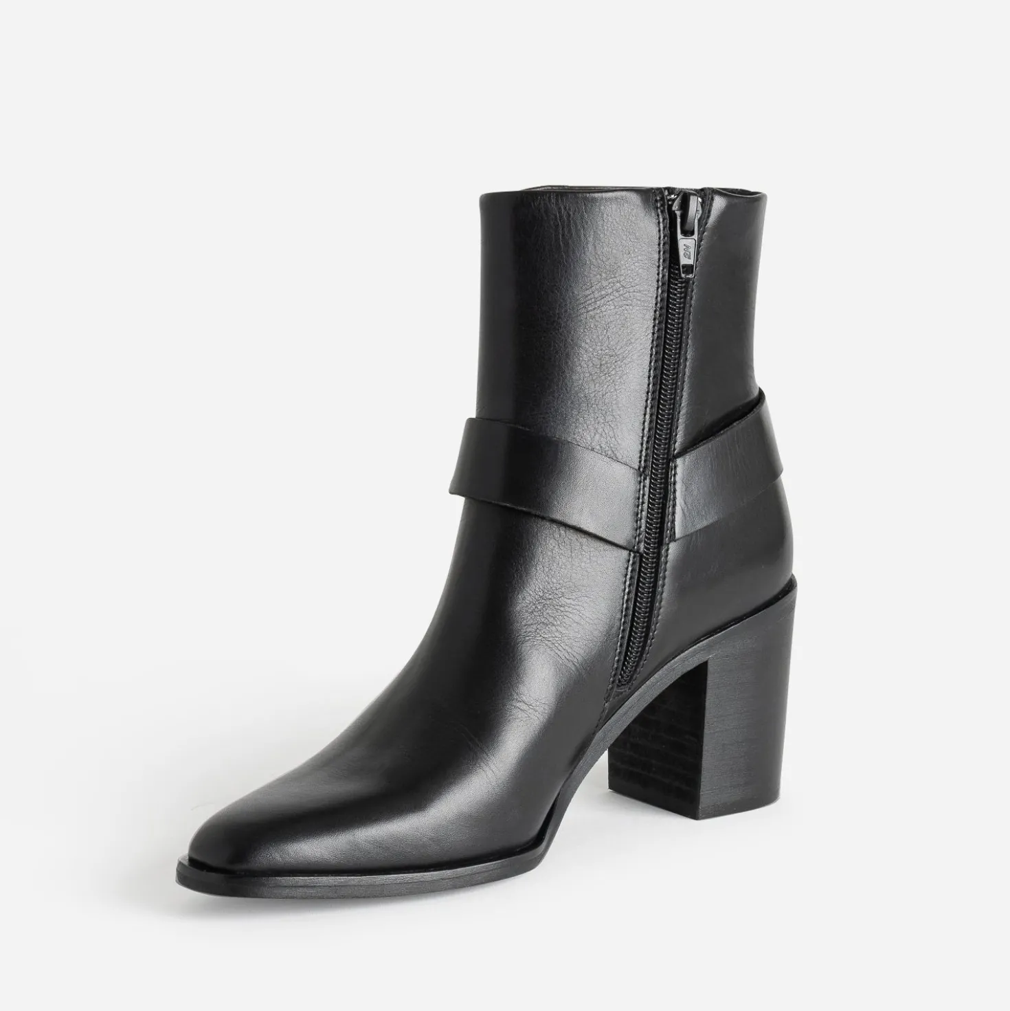 Boots motard TEXTO à talon noir en cuir