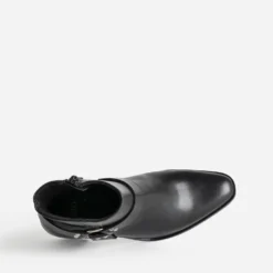 Boots motard TEXTO à talon noir en cuir