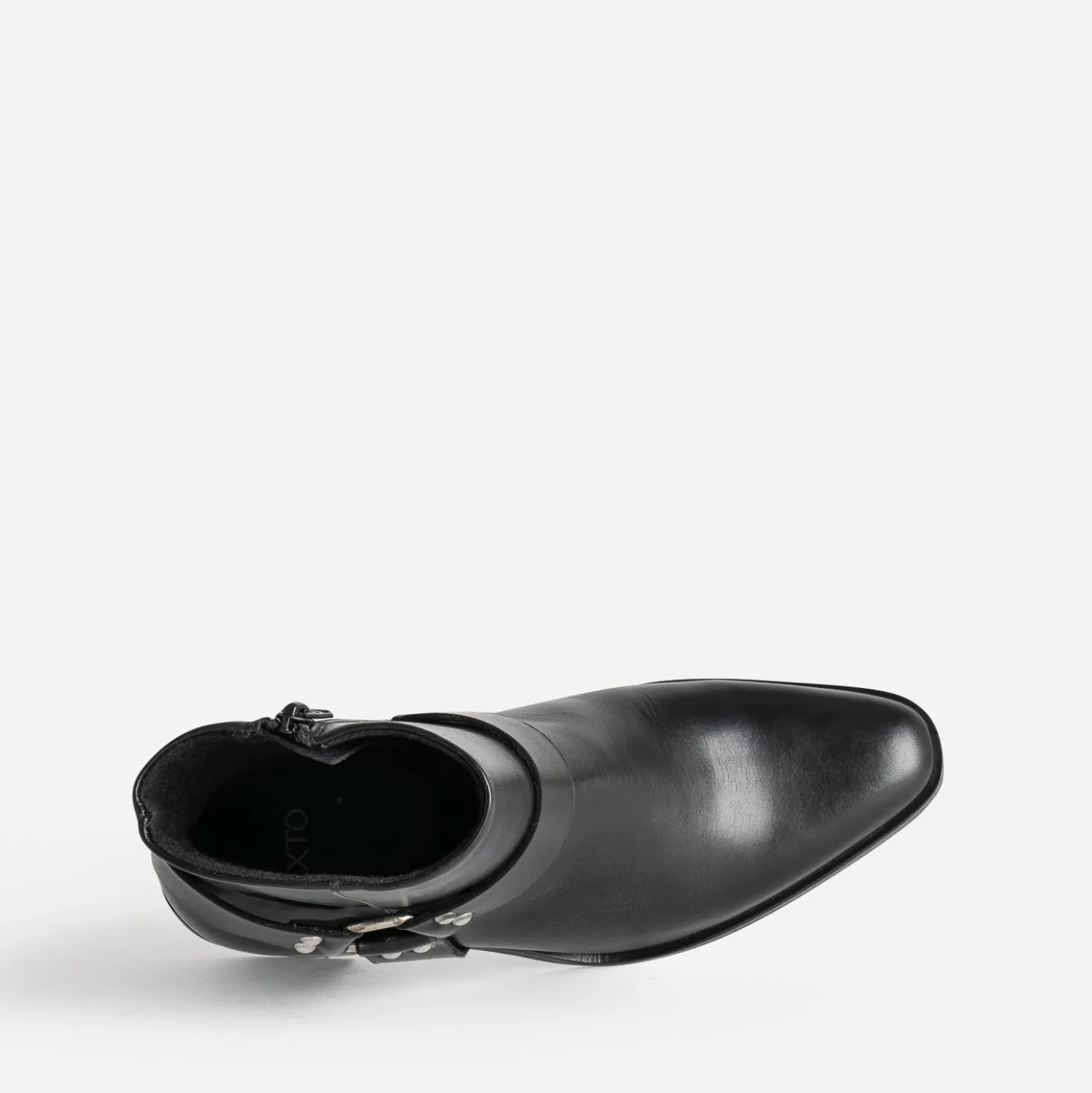 Boots motard TEXTO à talon noir en cuir