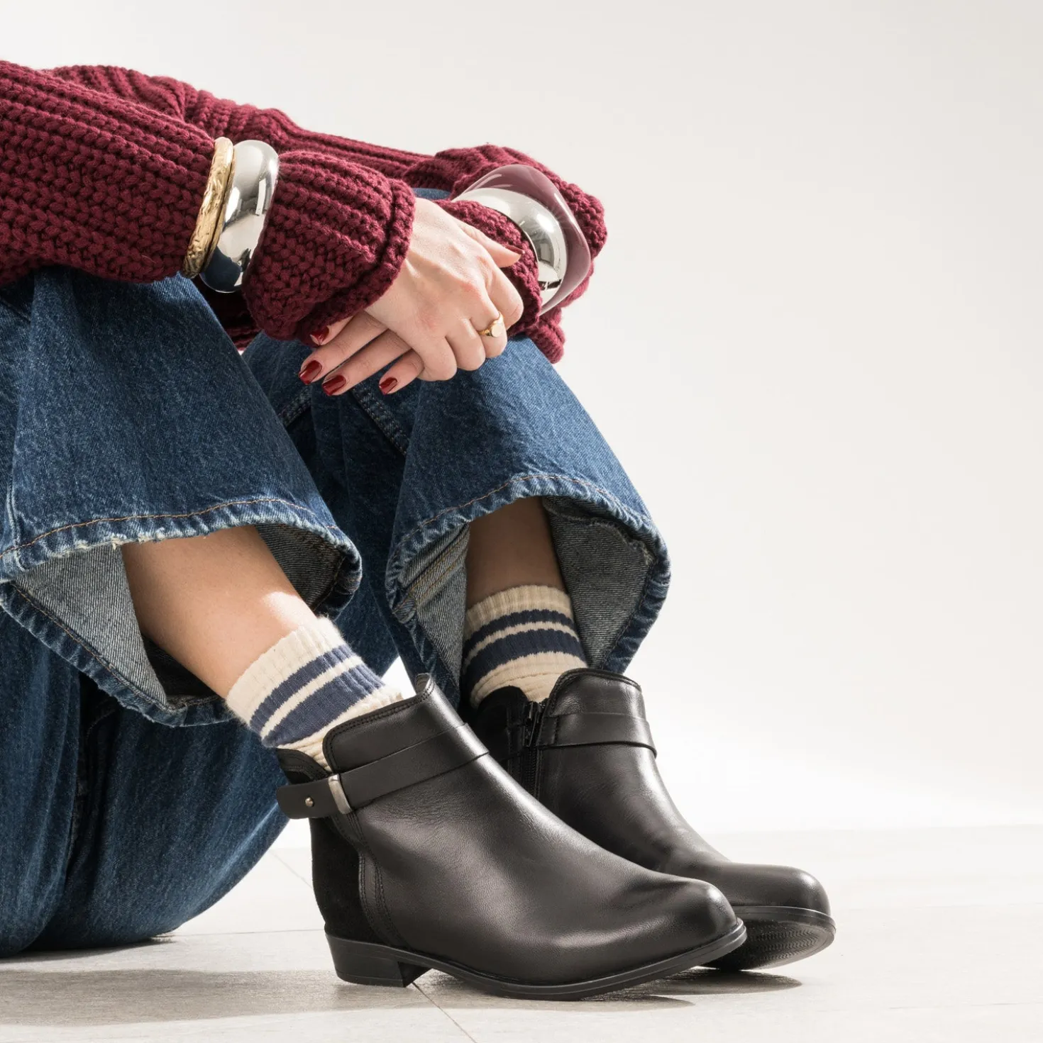 Boots noir bi matière