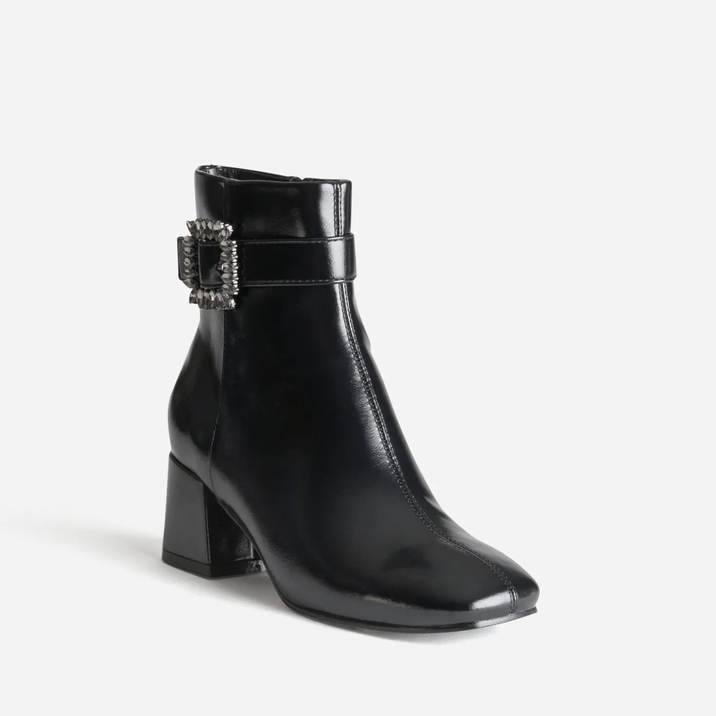 Boots noir boucle à strass