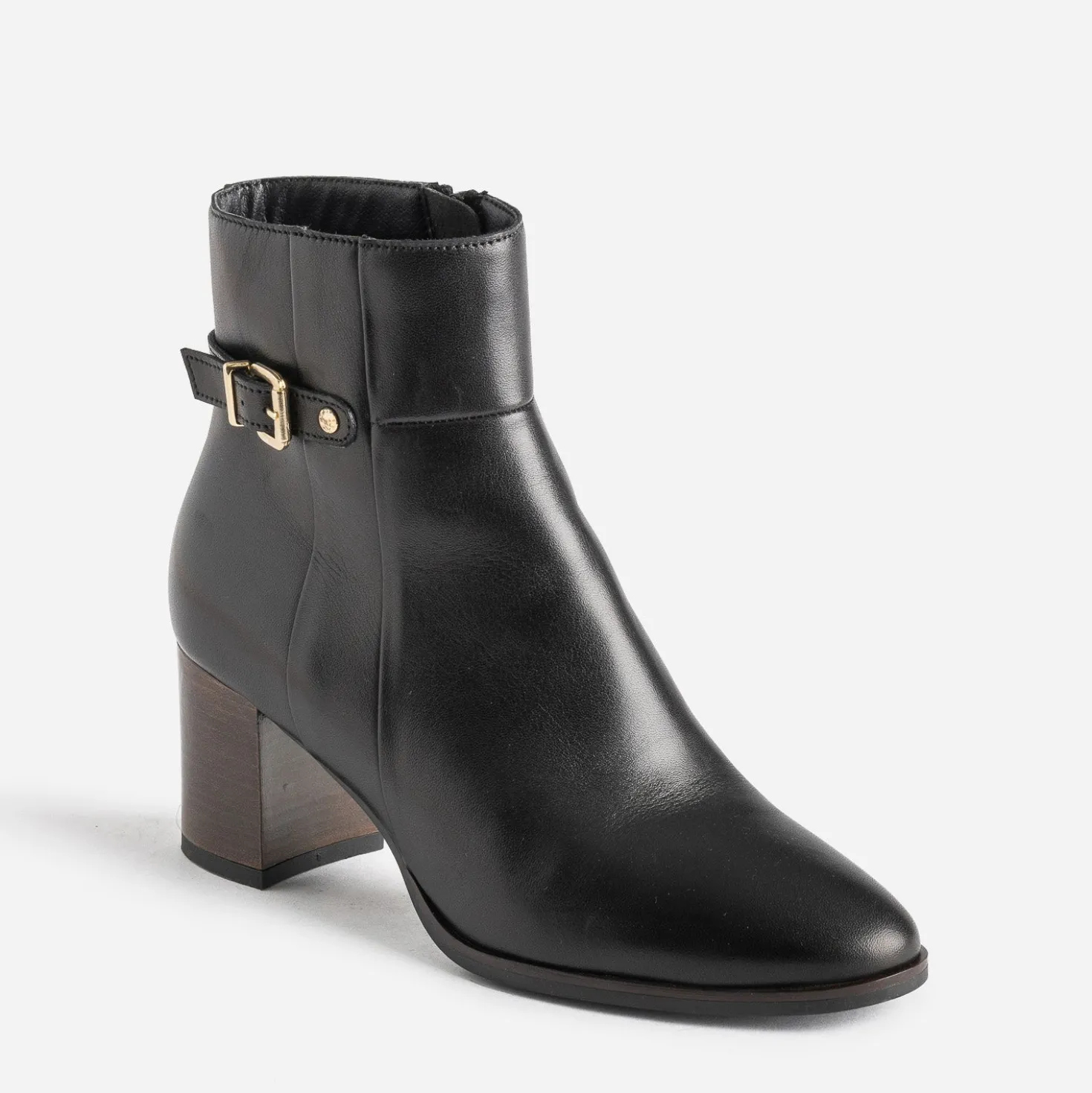Boots noir éco-conçu en cuir avec bride