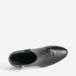 Boots noir éco-conçu en cuir avec bride