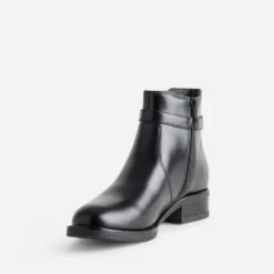 Boots noir cuir bride cheville