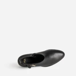 Boots noir cuir bride fantaisie