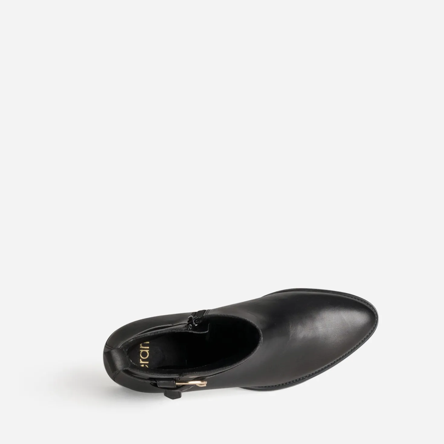 Boots noir cuir bride fantaisie