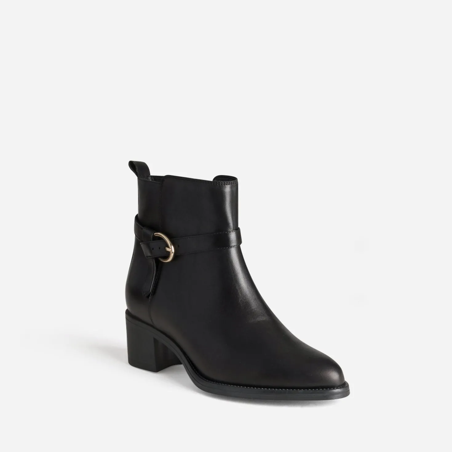 Boots noir cuir bride fantaisie