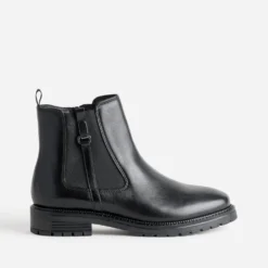 Boots noir cuir patte fantaisie