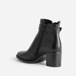 Boots noir cuir à talon