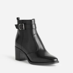 Boots noir cuir à talon