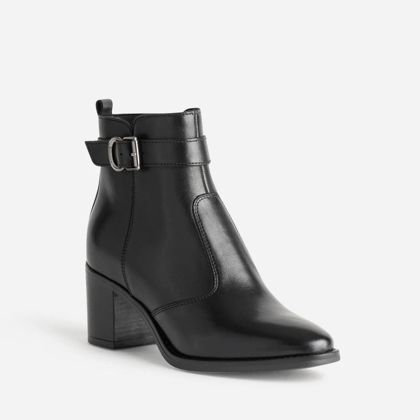 Boots noir cuir à talon