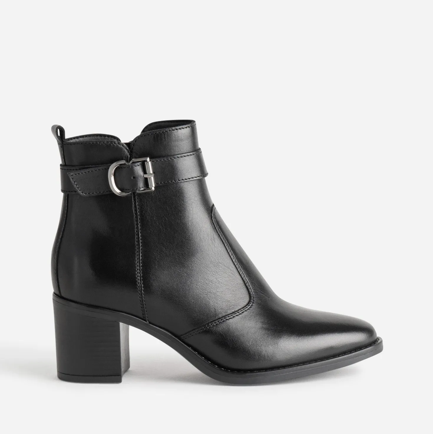 Boots noir cuir à talon