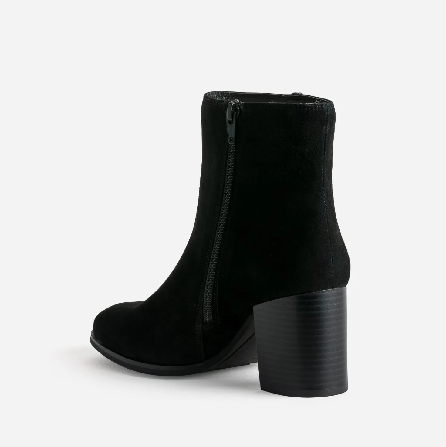 Boots noir cuir velours anneaux fantaisie