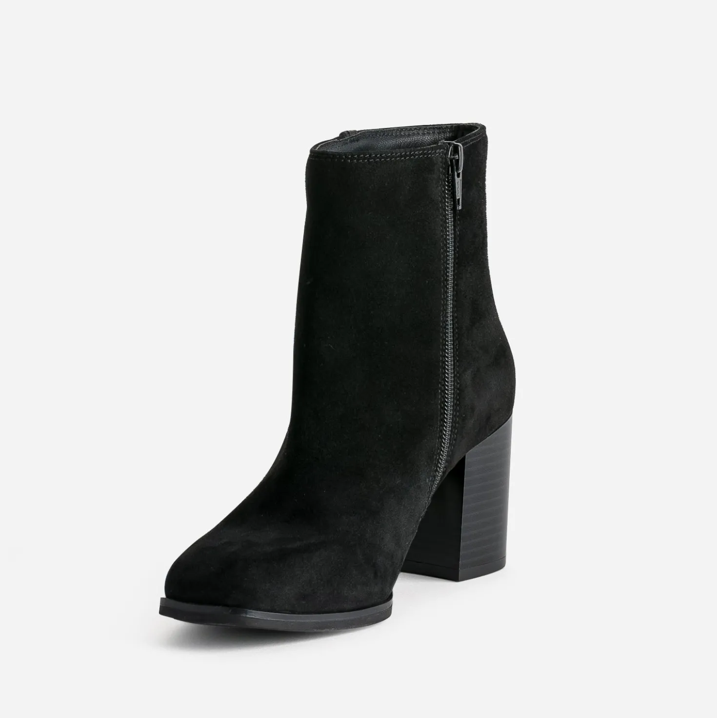 Boots noir cuir velours anneaux fantaisie