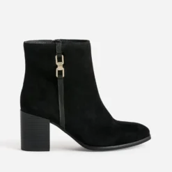 Boots noir cuir velours anneaux fantaisie