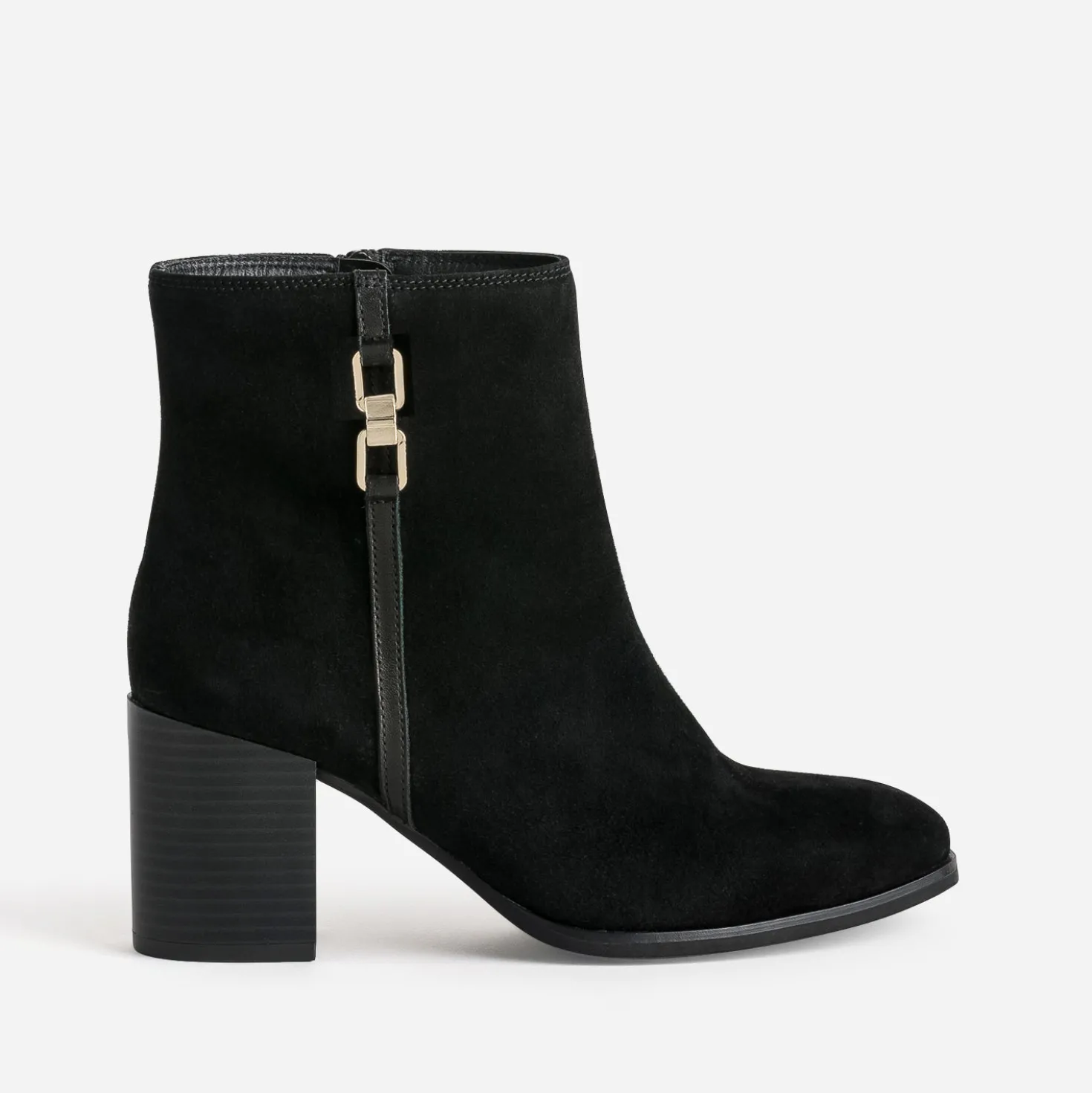 Boots noir cuir velours anneaux fantaisie