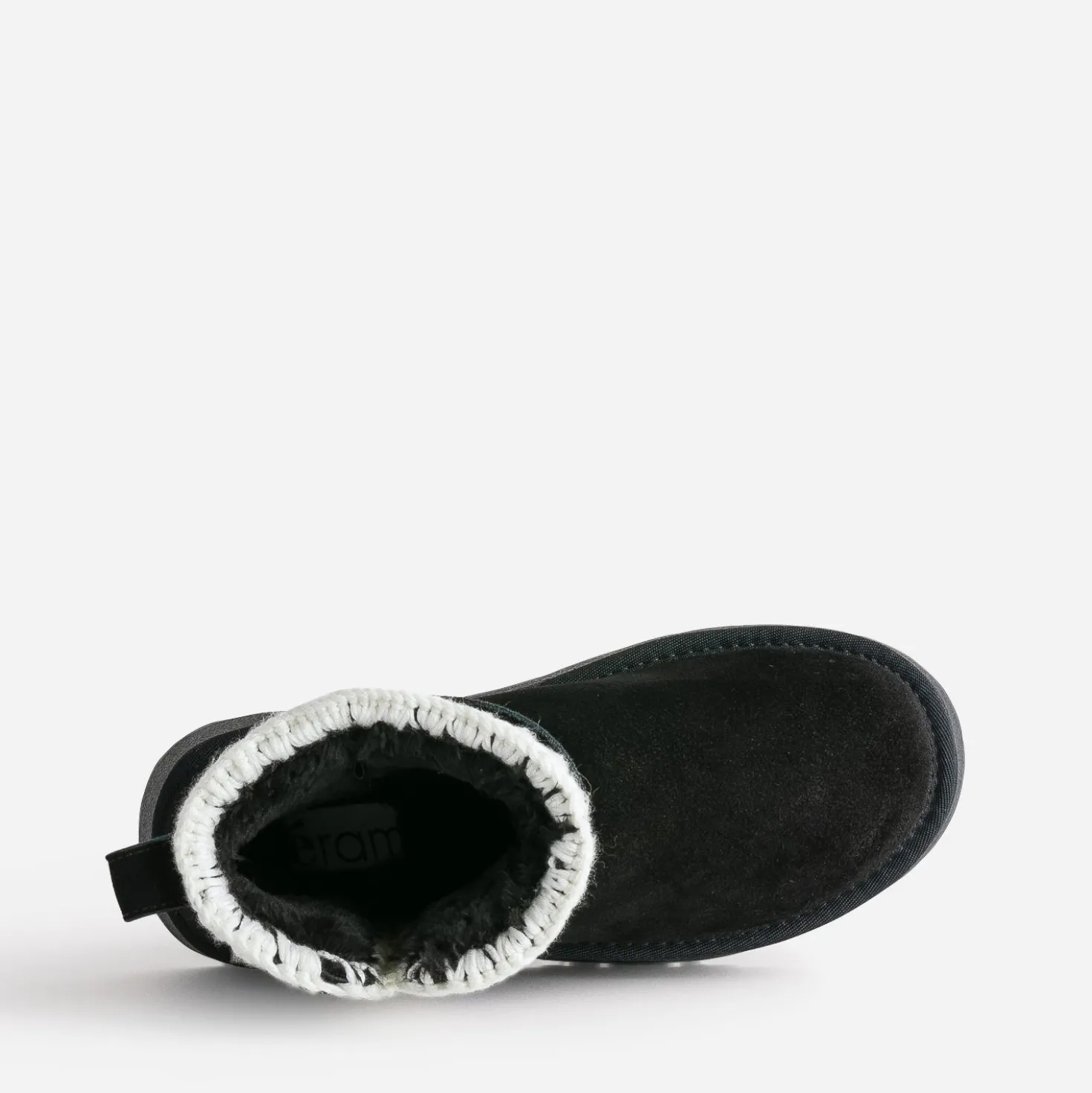 Boots noir cuir velours fourré semelle plateforme