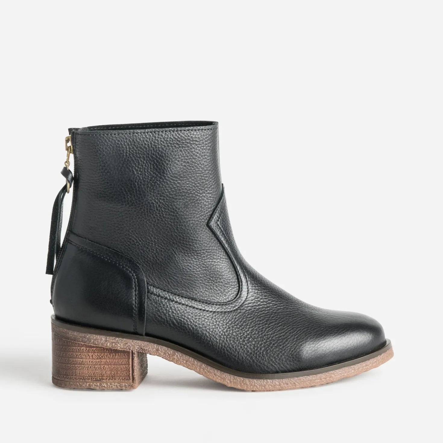 Boots noir cuir zip arrière