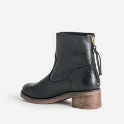 Boots noir cuir zip arrière