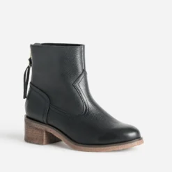 Boots noir cuir zip arrière