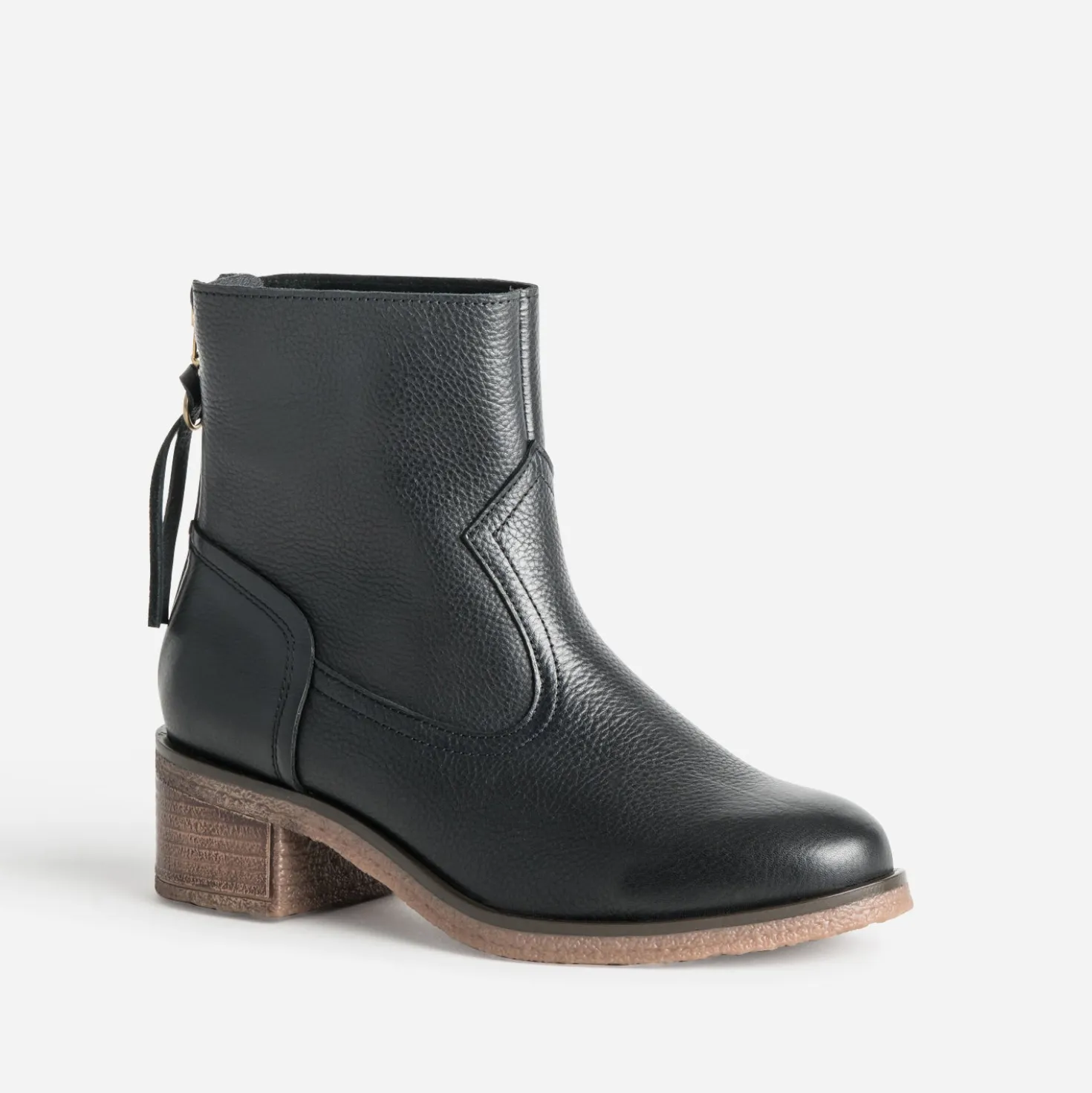 Boots noir cuir zip arrière