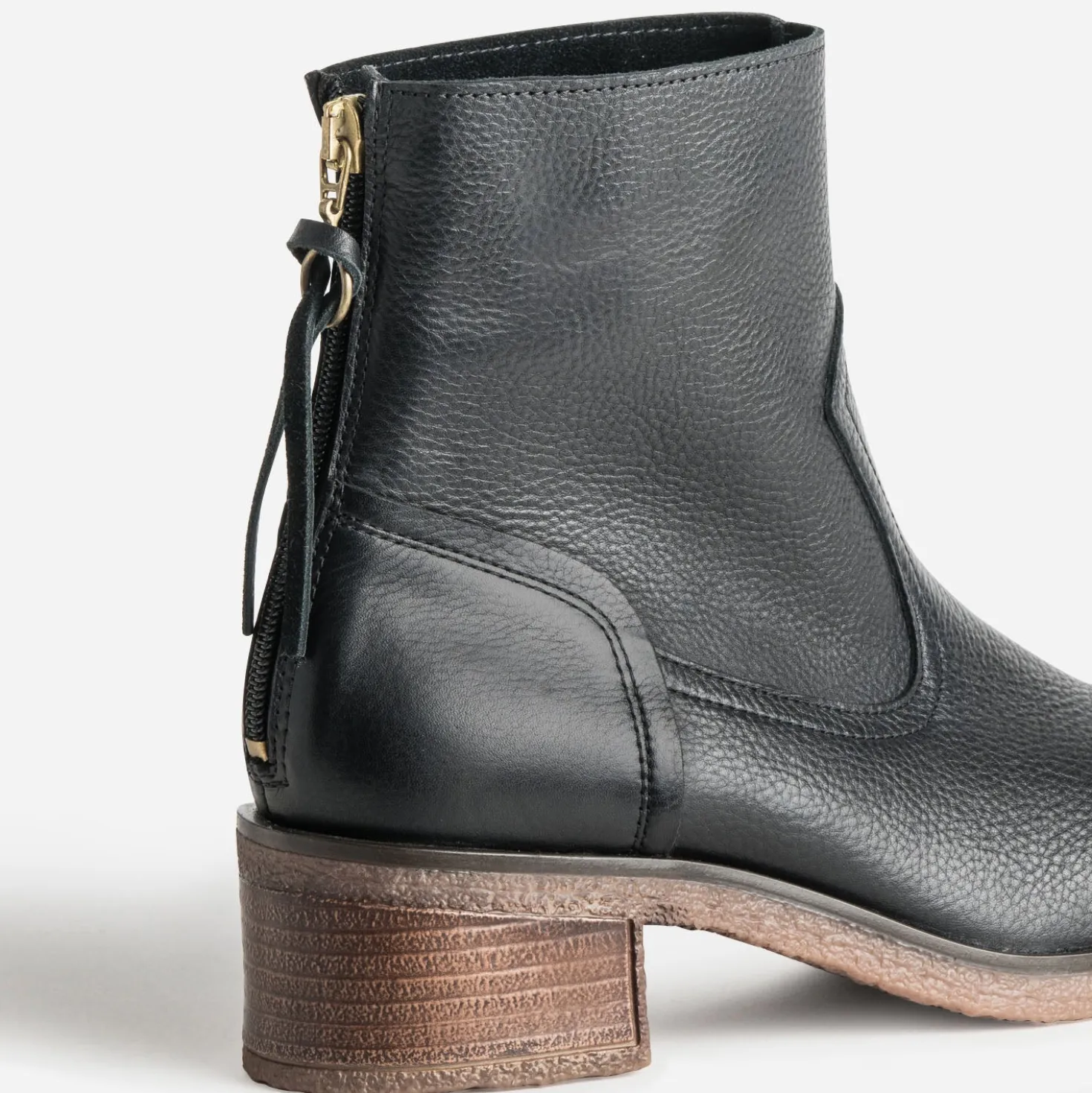 Boots noir cuir zip arrière