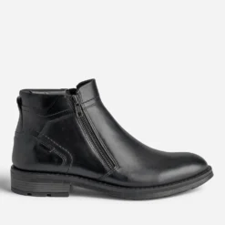 Boots noir en cuir à double zip