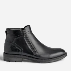 Boots noir en cuir à double zip