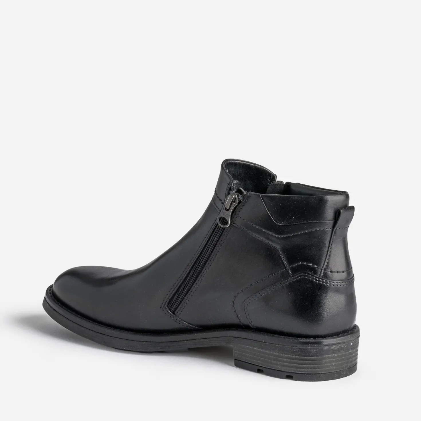 Boots noir en cuir à double zip