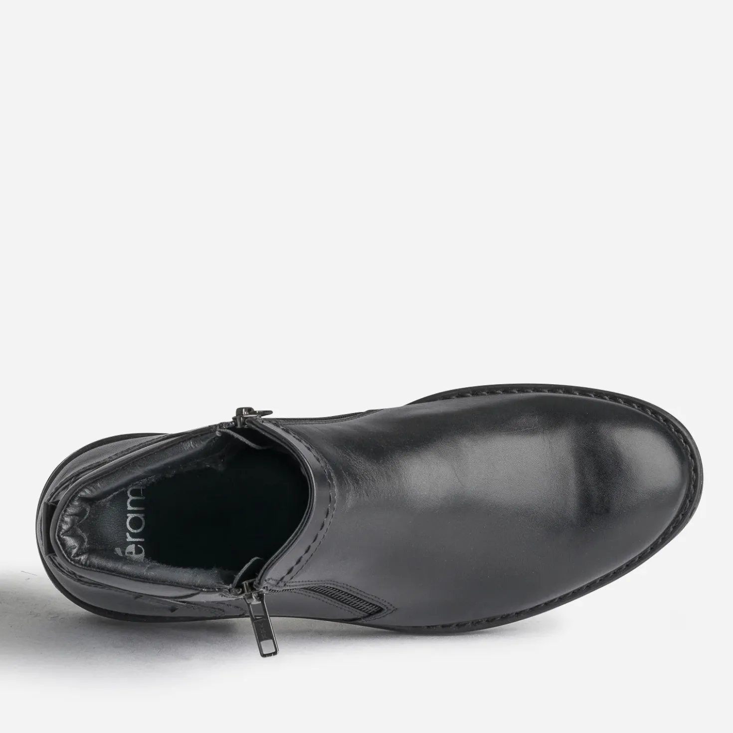 Boots noir en cuir à double zip