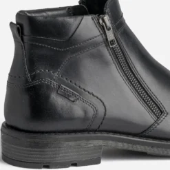 Boots noir en cuir à double zip