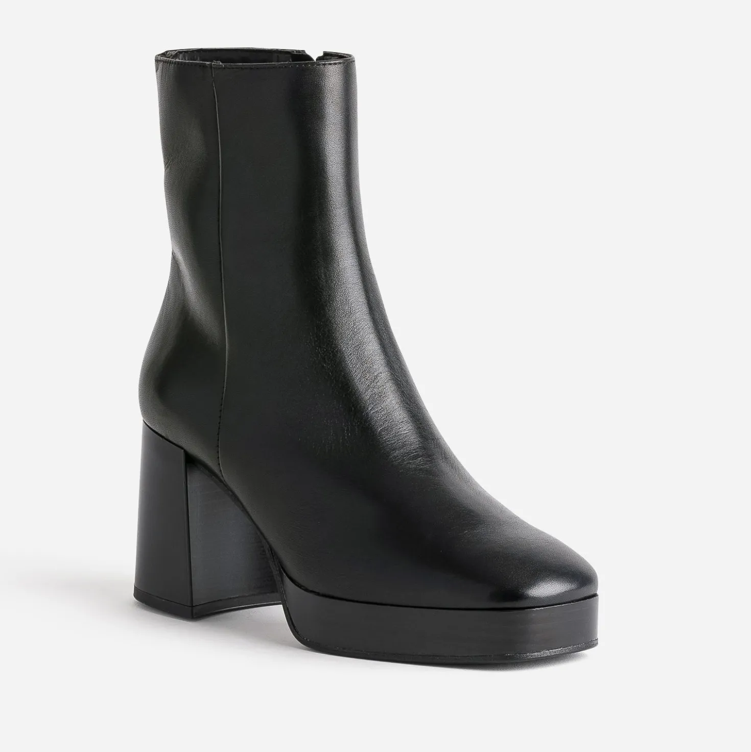 Boots noir en cuir à plateforme
