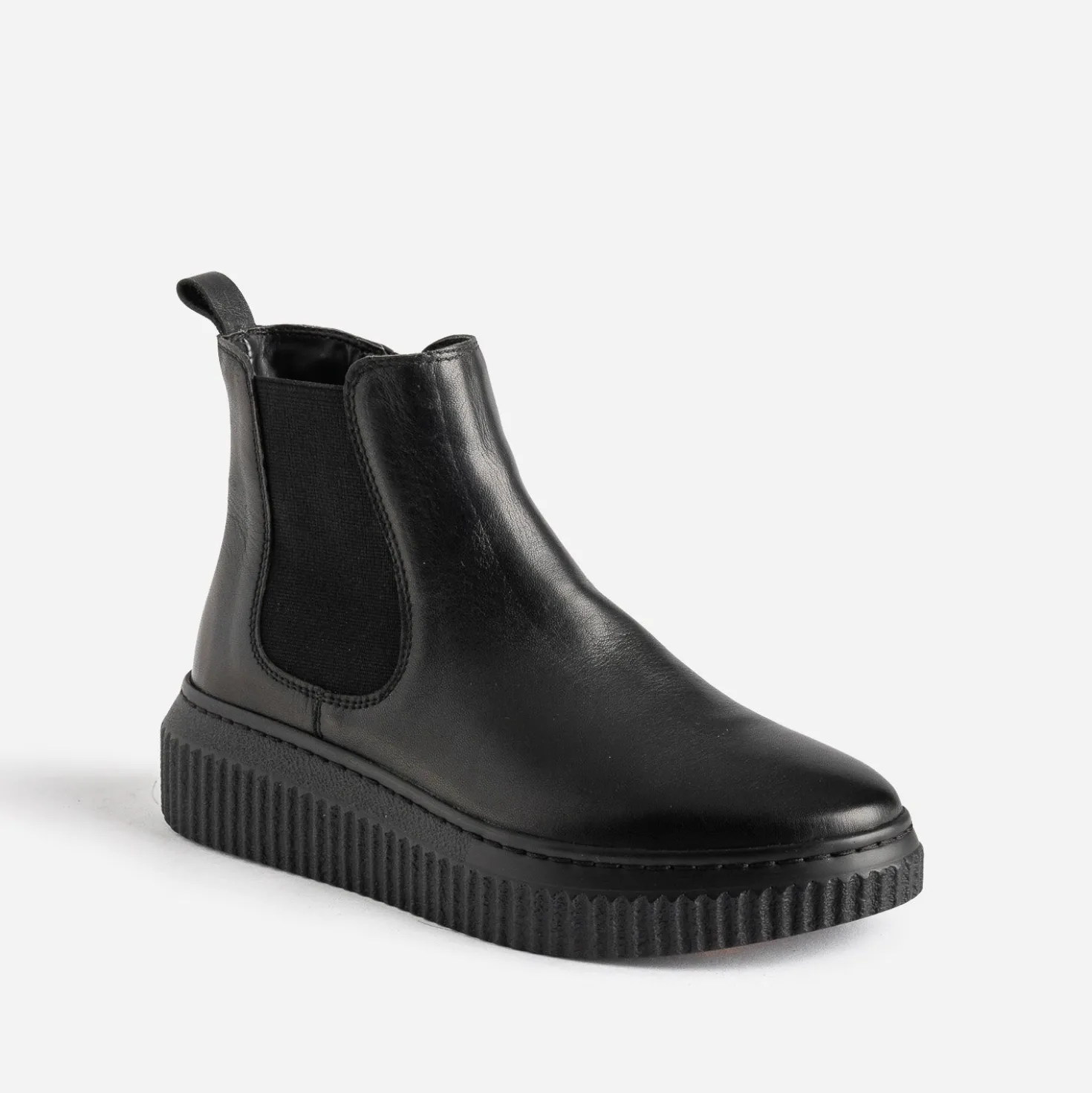 Boots noir en cuir à plateforme