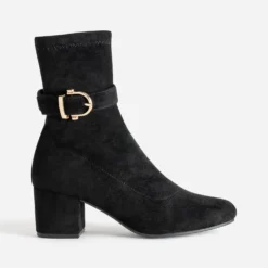 Boots noir suédé détail boucle