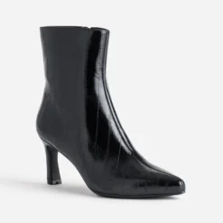Boots noir verni effet rayures