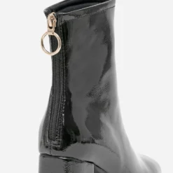 Boots noir verni à zip arrière