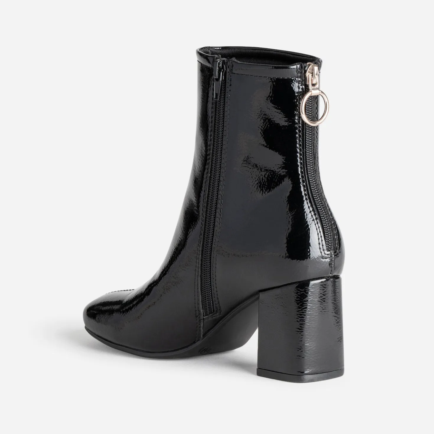 Boots noir verni zip arrière