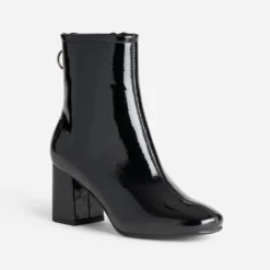 Boots noir verni zip arrière