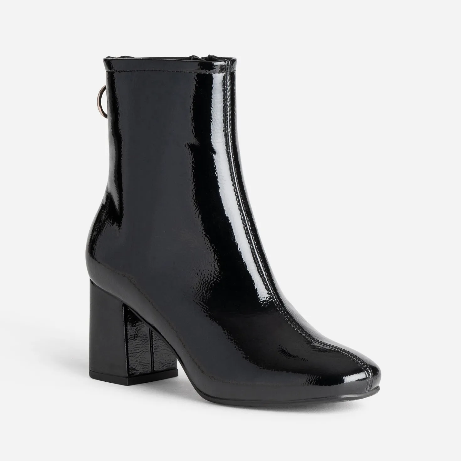 Boots noir verni zip arrière