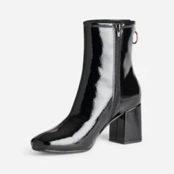 Boots noir verni zip arrière