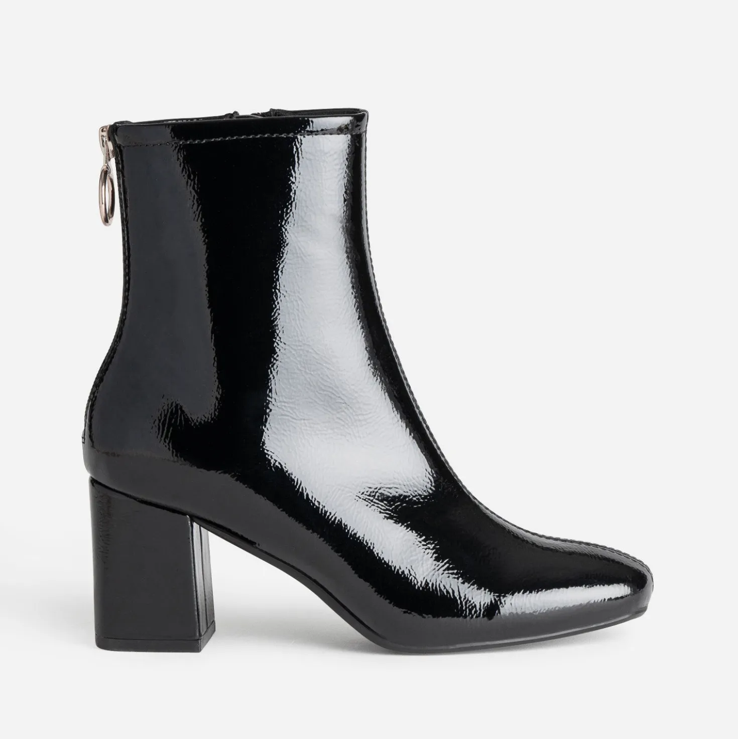 Boots noir verni zip arrière