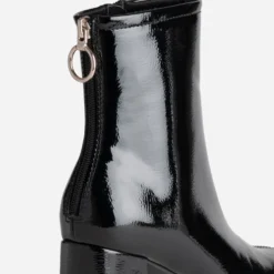Boots noir verni zip arrière