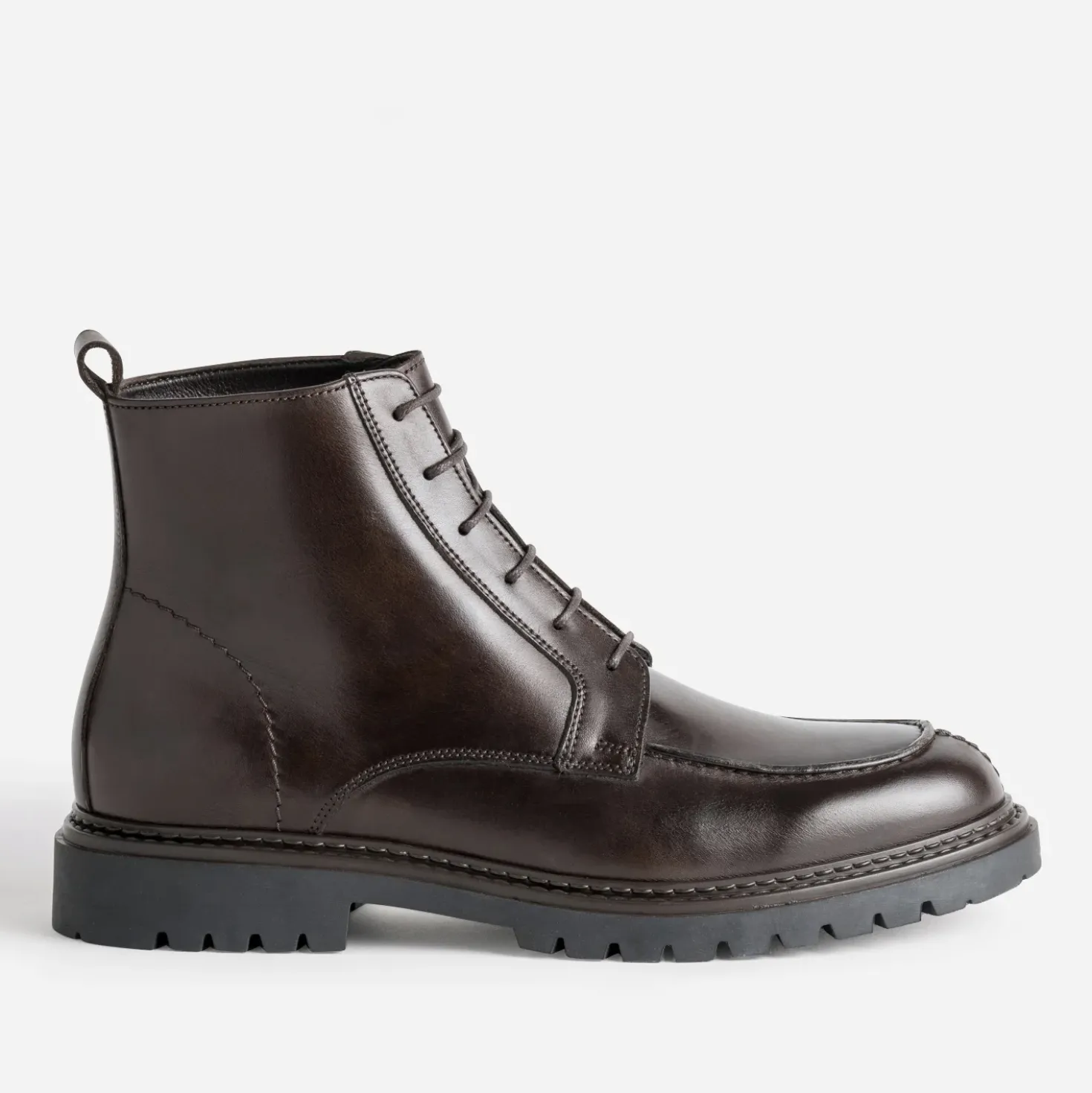 Boots plateau à lacet marron cuir semelle crantée