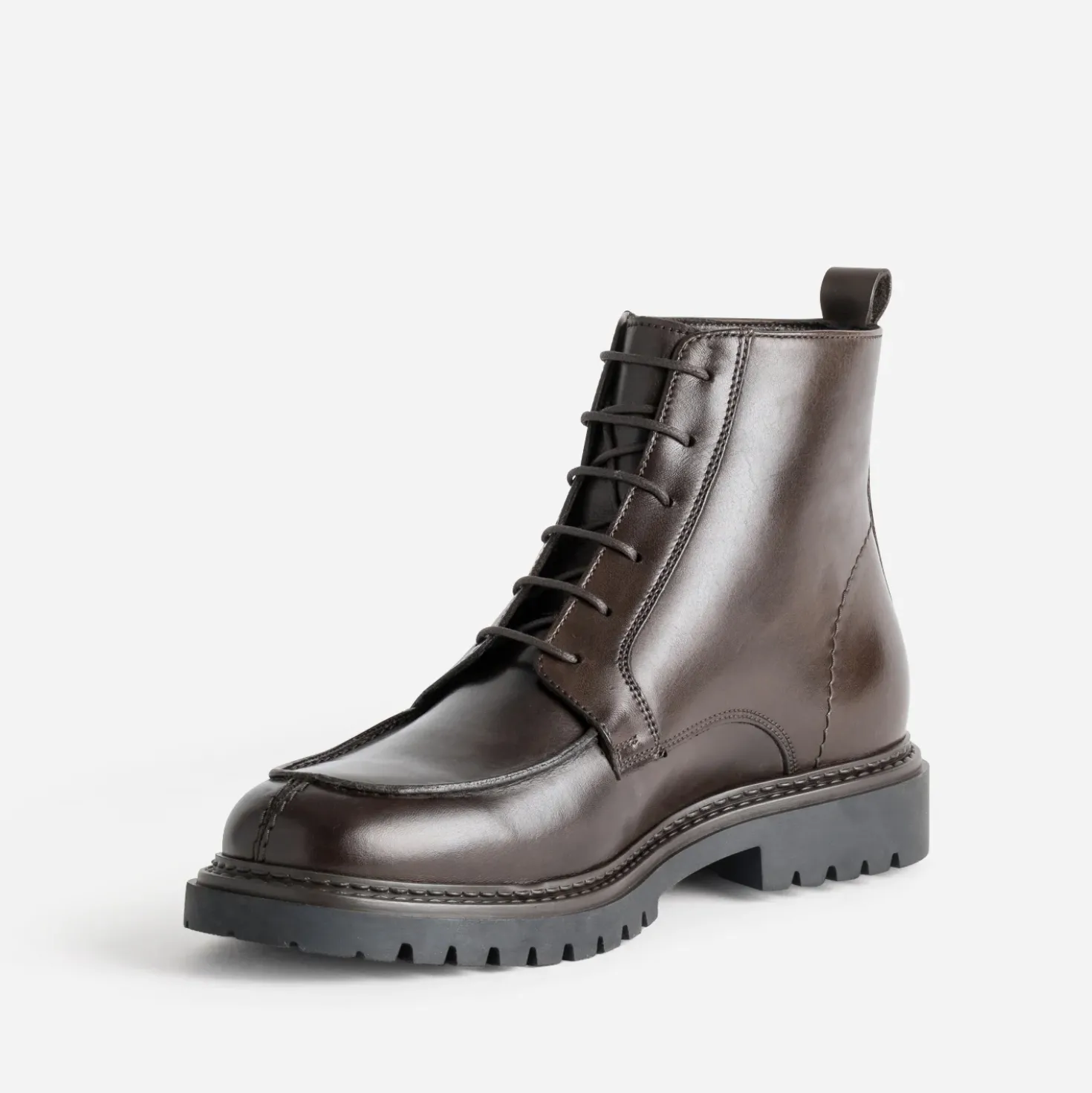 Boots plateau à lacet marron cuir semelle crantée