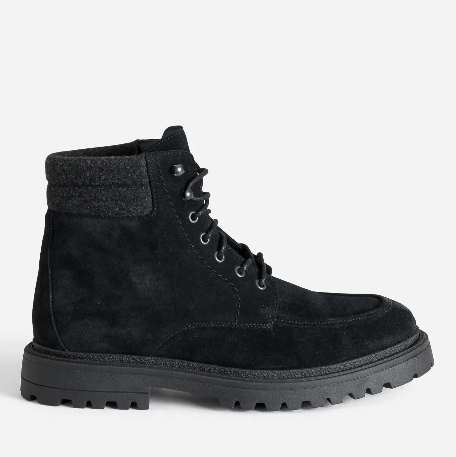Boots plateau à lacet noir cuir velours