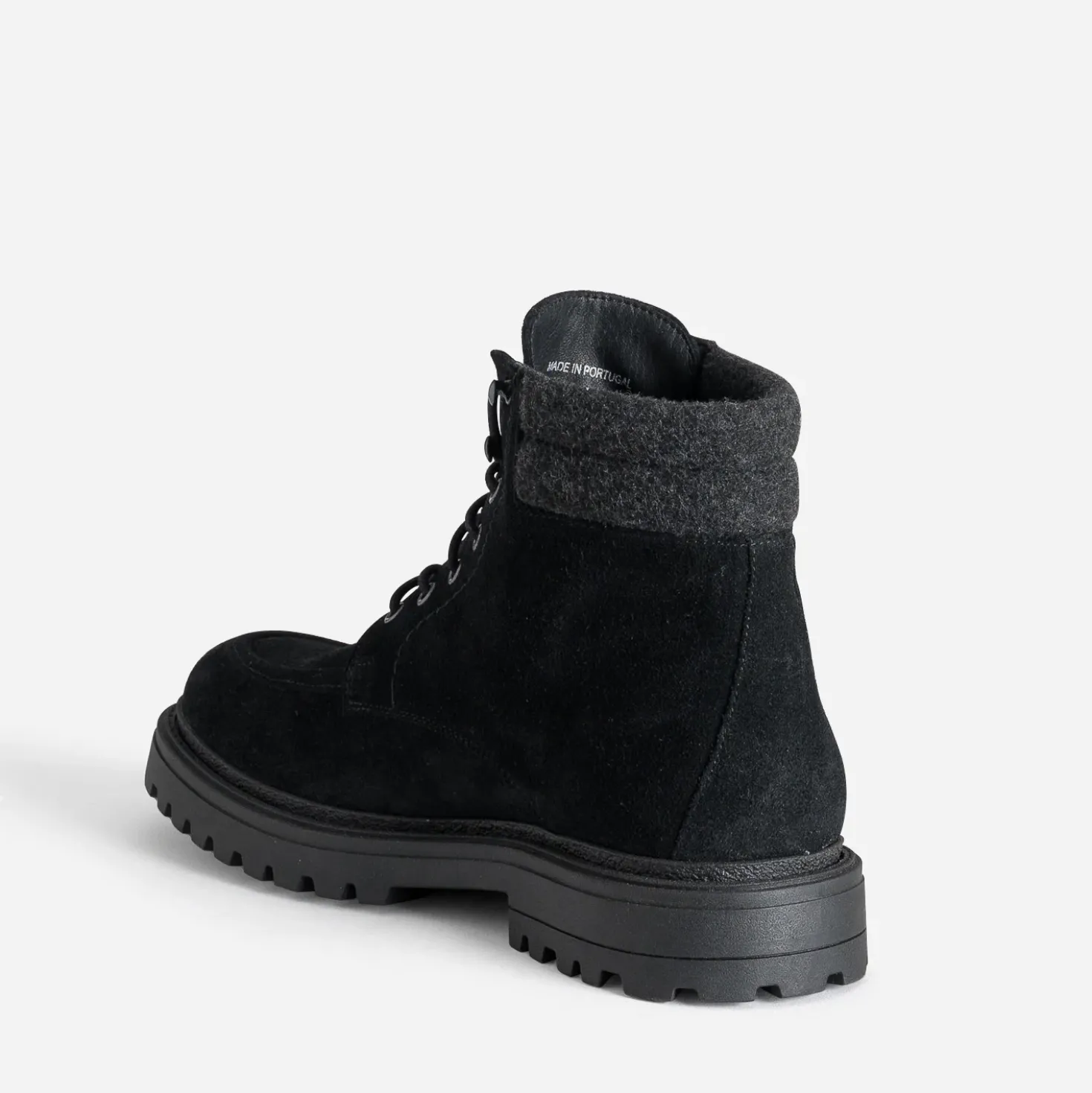Boots plateau à lacet noir cuir velours