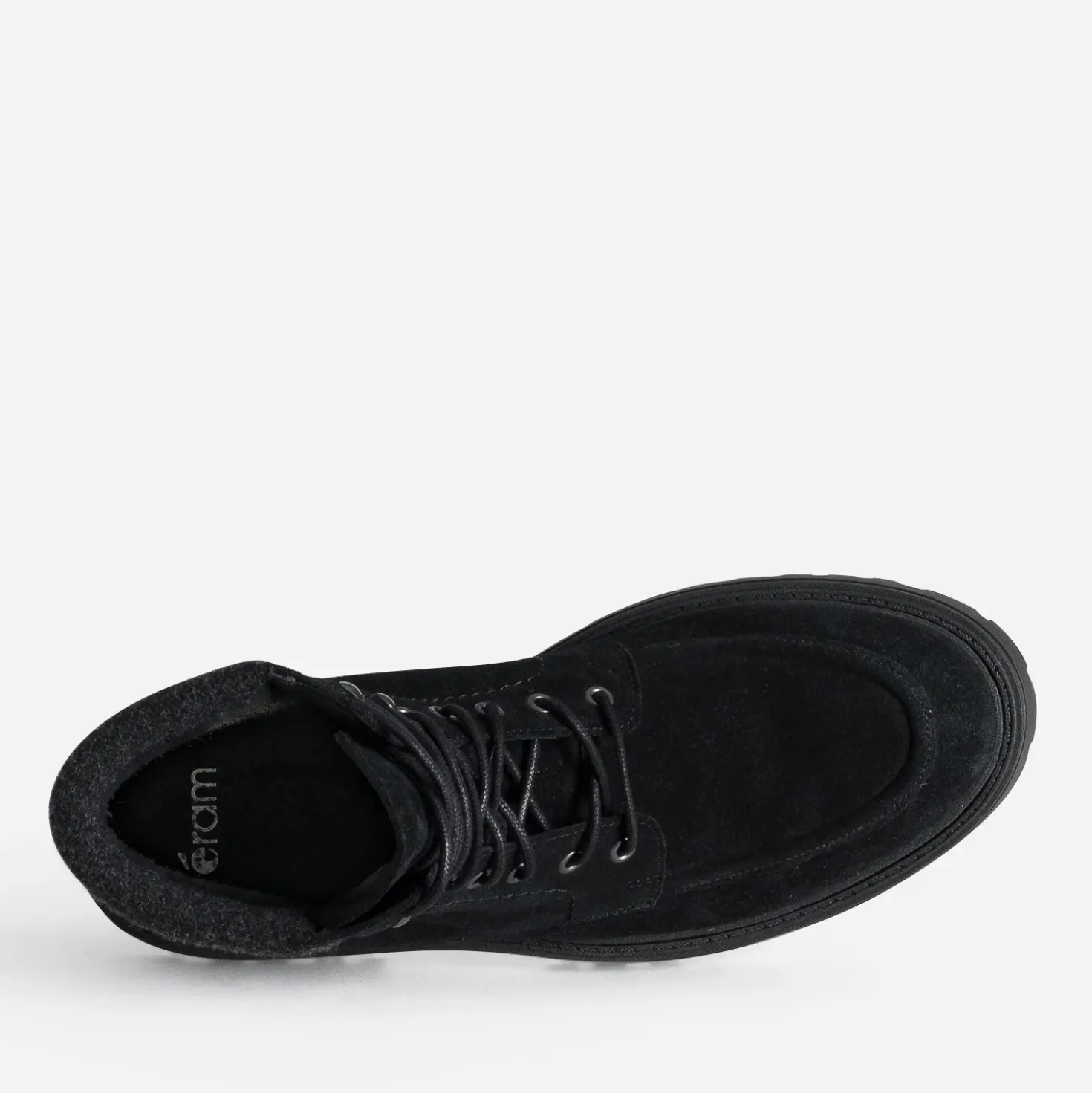 Boots plateau à lacet noir cuir velours