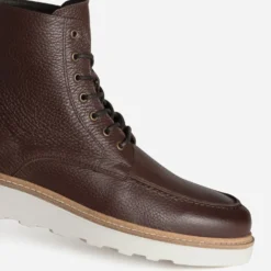 Boots plateau marron cuir