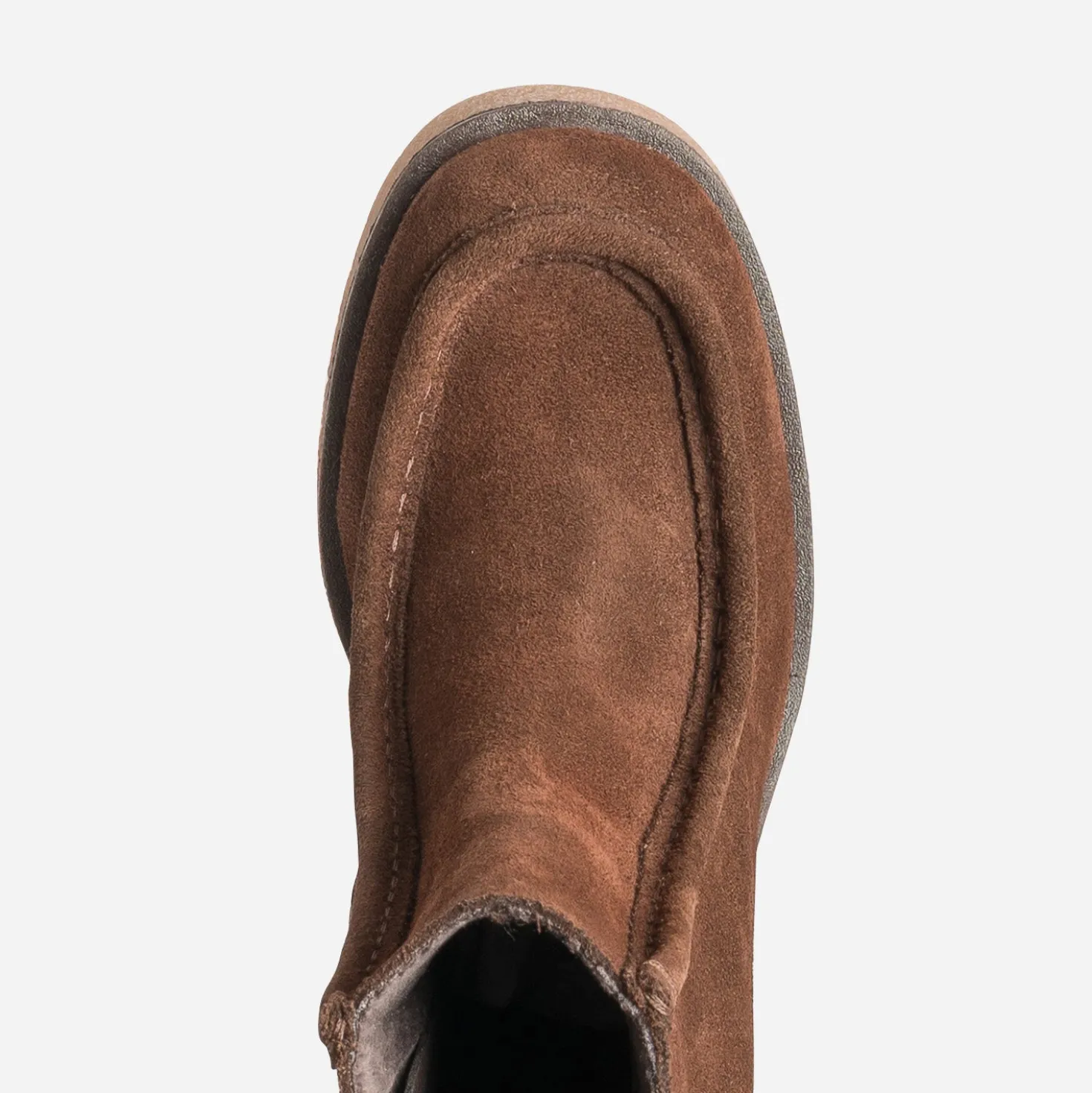 Boots plateau marron cuir velours