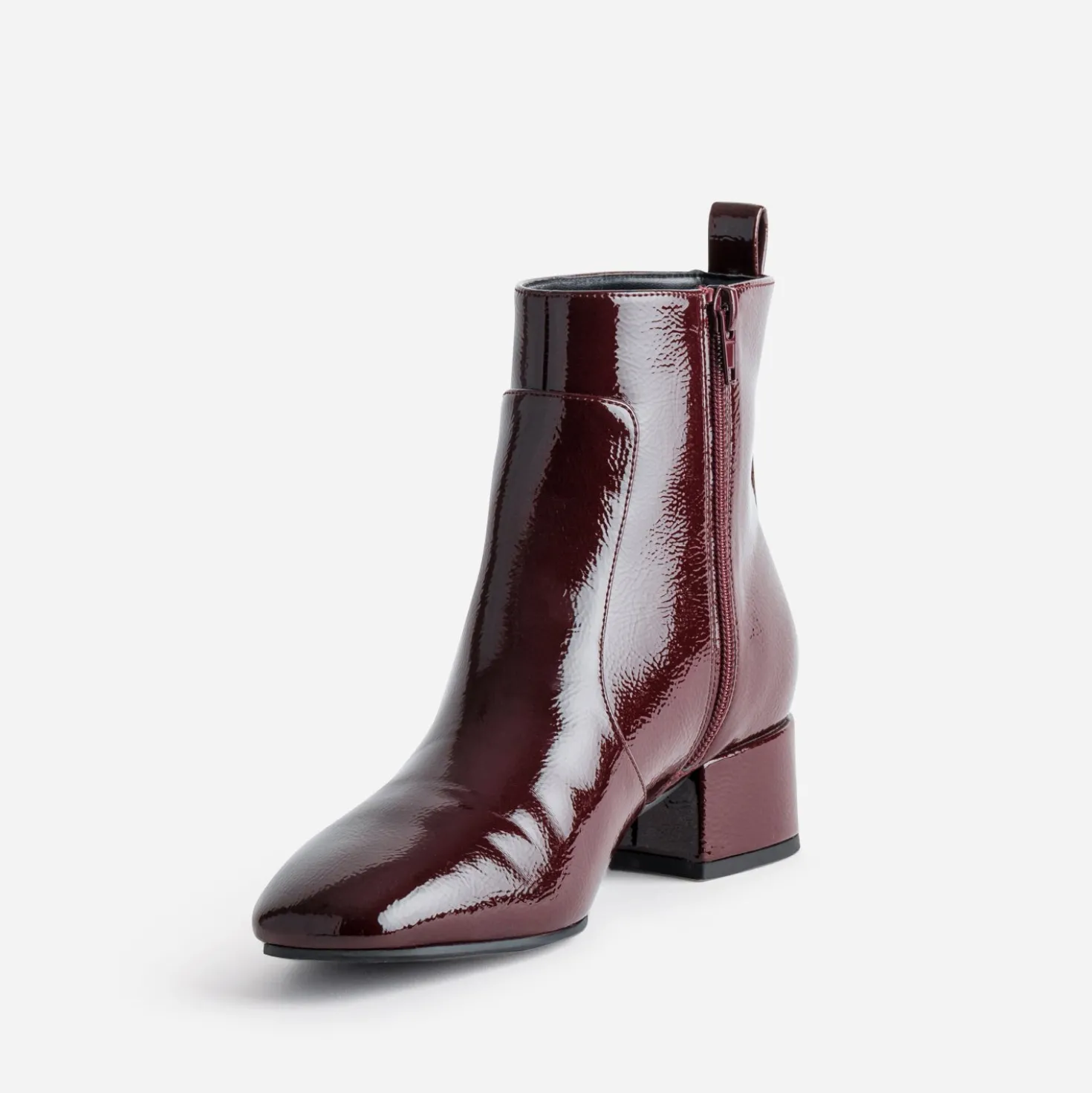 Boots à talon bordeaux verni